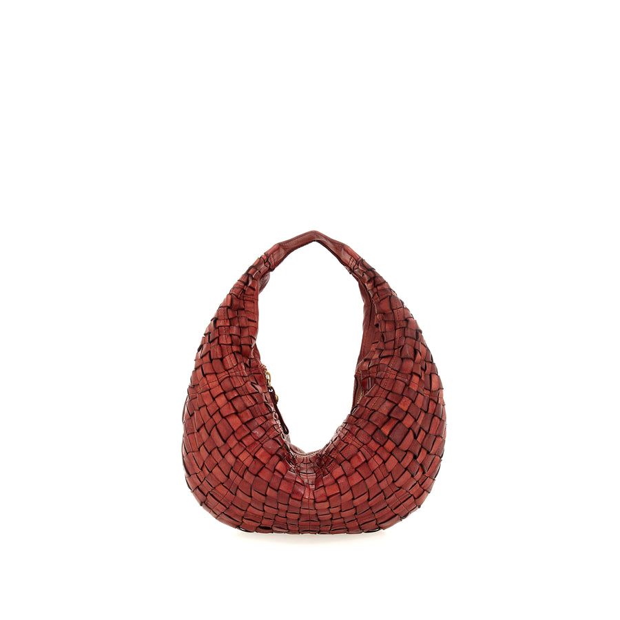 Edera Marissa shoulder bag in woven (Leather) Rust