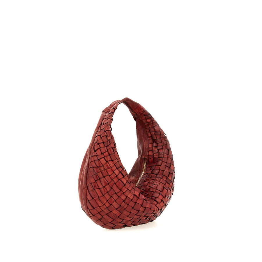 Edera Marissa shoulder bag in woven (Leather) Rust