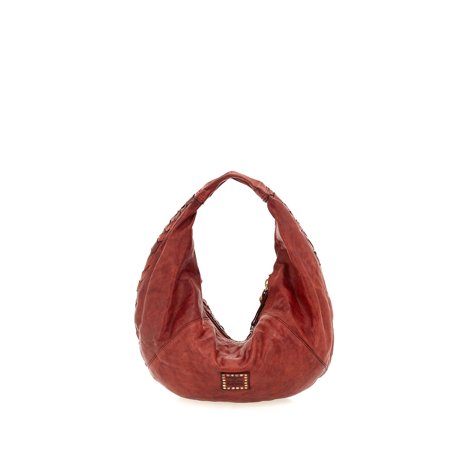 Edera Marissa shoulder bag in woven (Leather) Rust