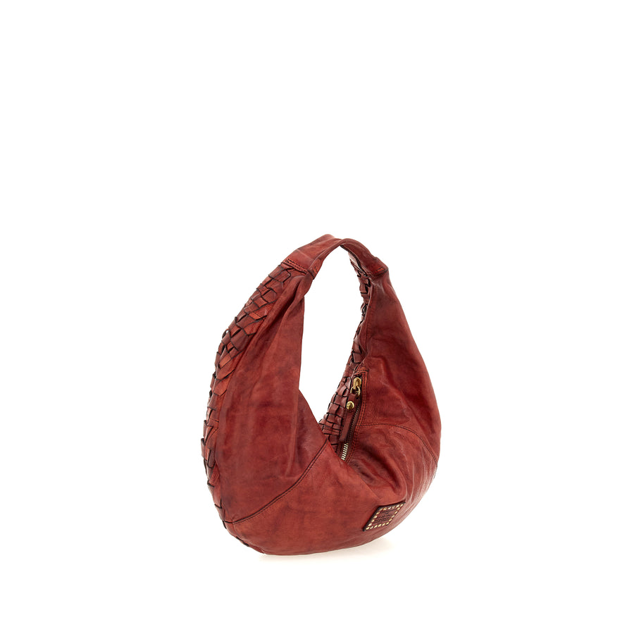 Edera Marissa shoulder bag in woven (Leather) Rust