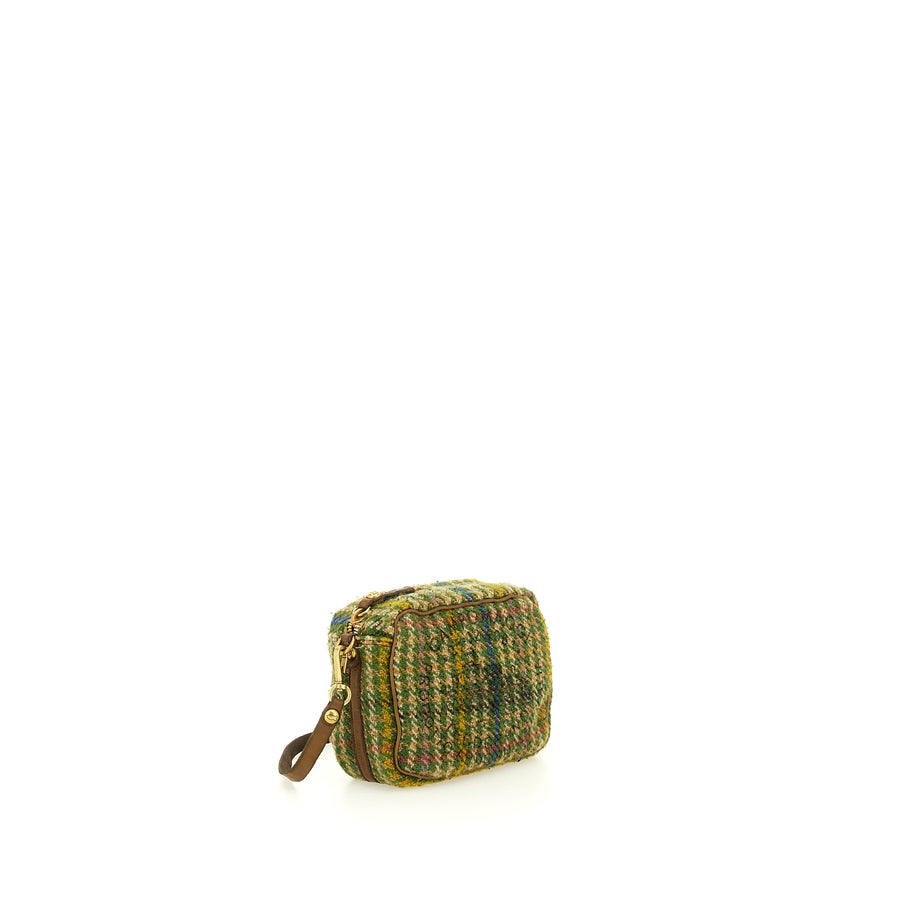 Genziana Cross-body bag in Green - Cognac tartan fabric