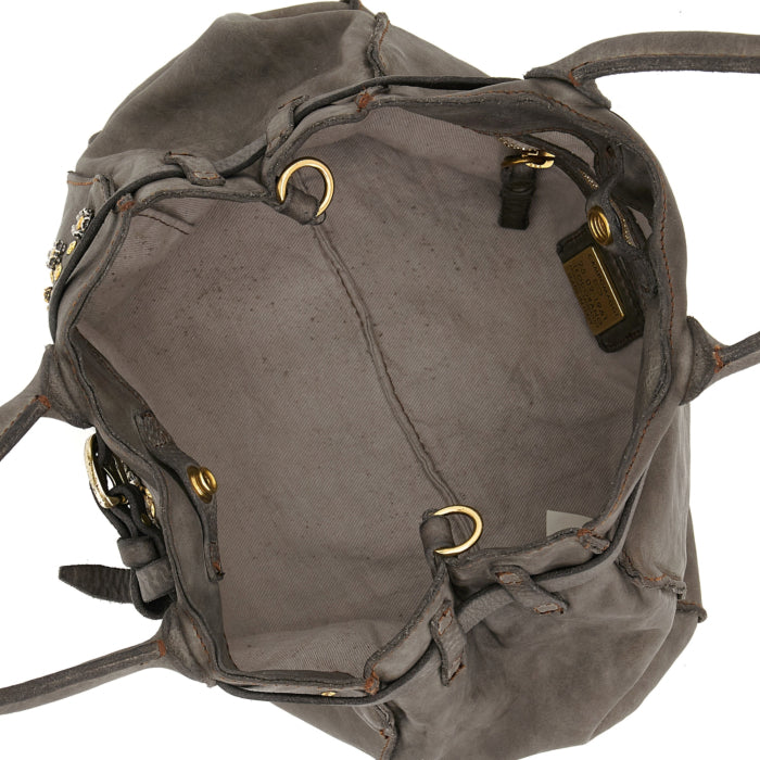 Shopping bag Rosella with studs and rhinestones (Leather) Cement Grey