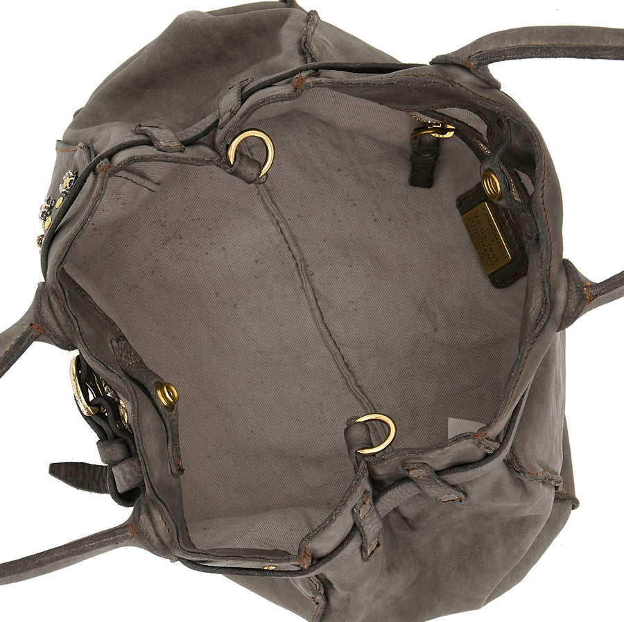 Shopping bag Rosella with studs and rhinestones  LARGE (Leather) Moro brown