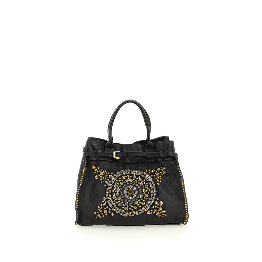 Shopping bag Rosella with studs and rhinestones  LARGE (Leather)