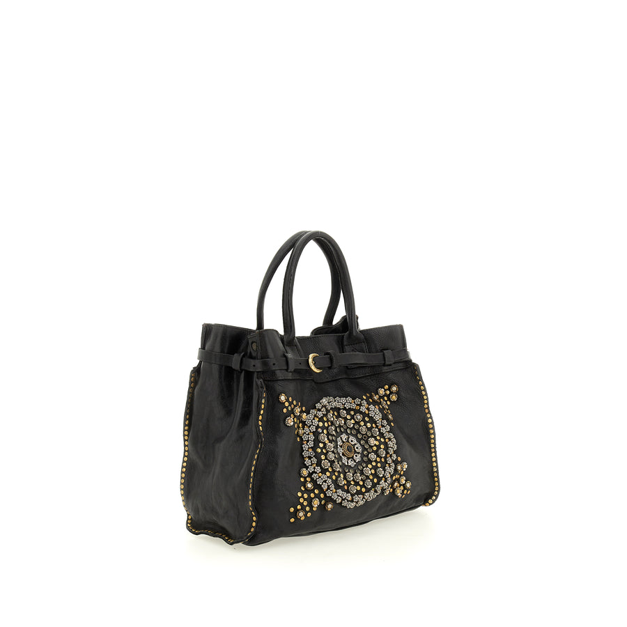 Shopping bag Rosella with studs and rhinestones  LARGE (Leather)
