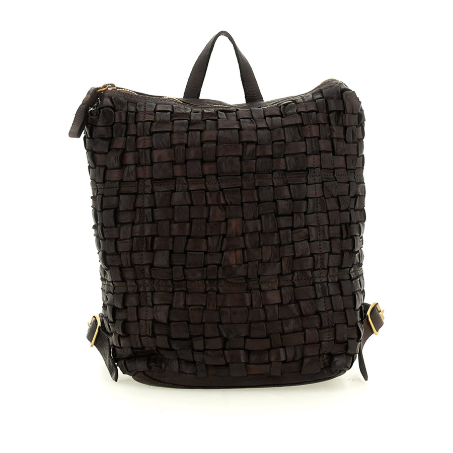 Edera Back pack in garment-dyed cowhide leather - Black