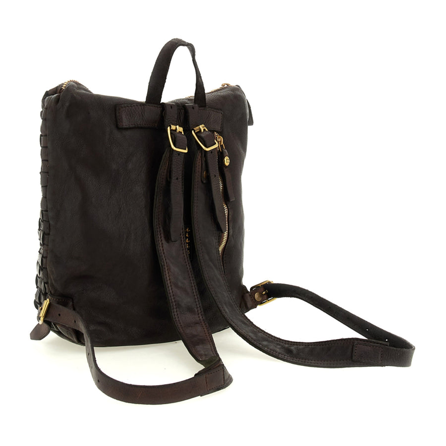 Edera Back pack in garment-dyed cowhide leather - Black