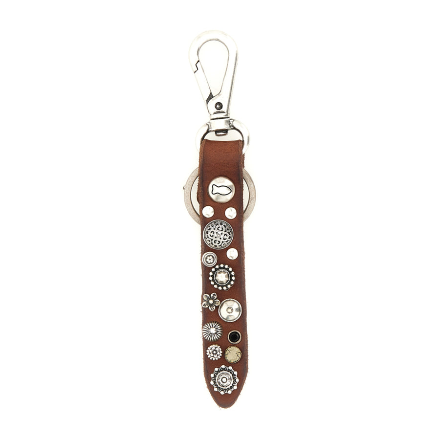 Cefalù Key holder in garment-dyed cowhide leather with studs
