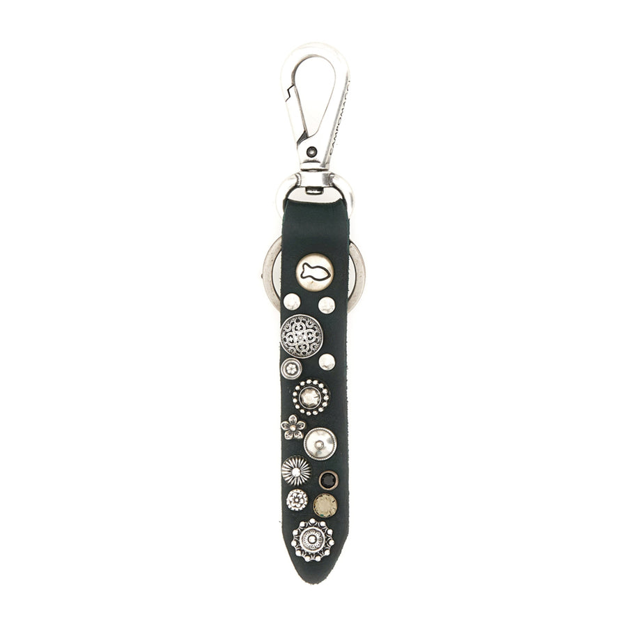 Cefalù Key holder in garment-dyed cowhide leather with studs