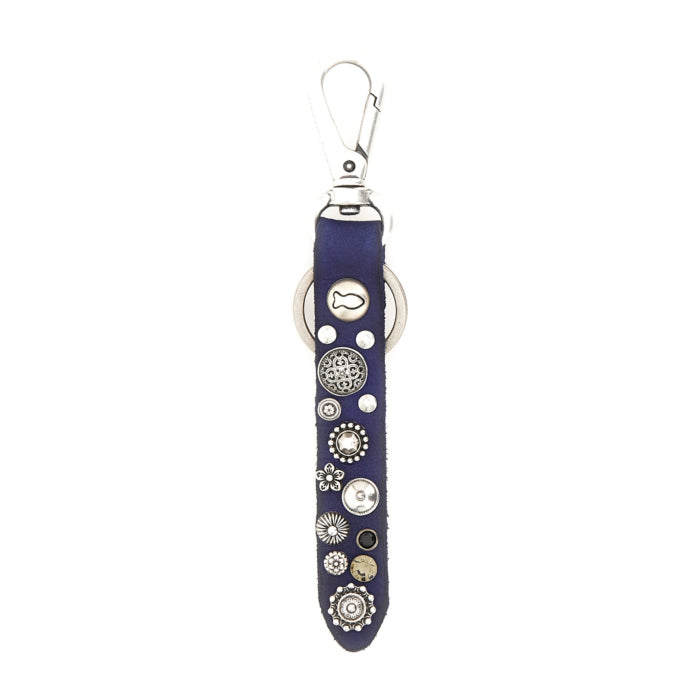 Cefalù Key holder in garment-dyed cowhide leather with studs