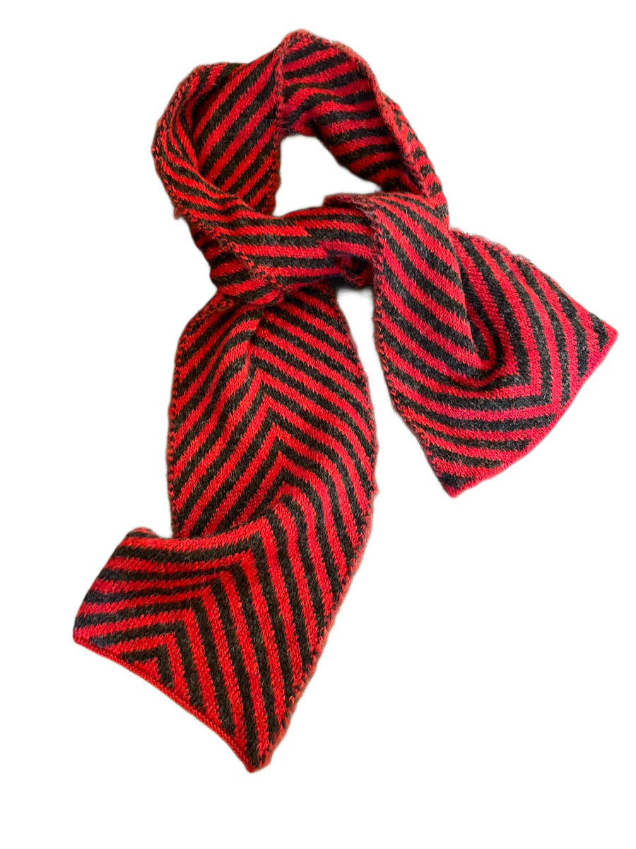 Amano chevron alpaca scarf -  Red / Gray