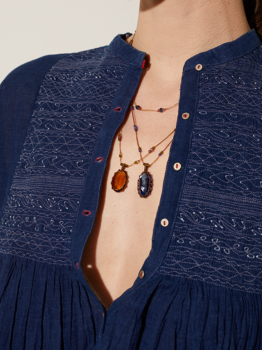 Short Tibetan Necklace - Honey Quartz