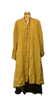 Pin-tuck duster / shirt dress - Linen CHARTREUSE