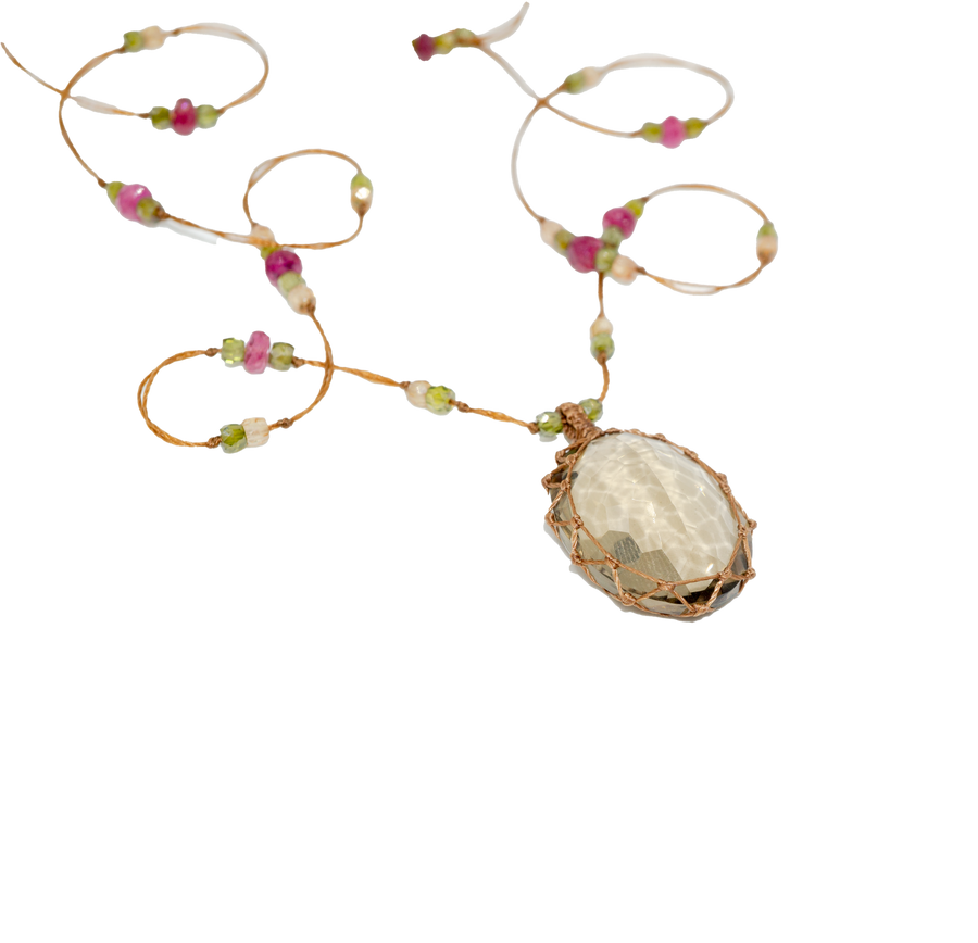 Short Tibetan Necklace - Smoky Quartz