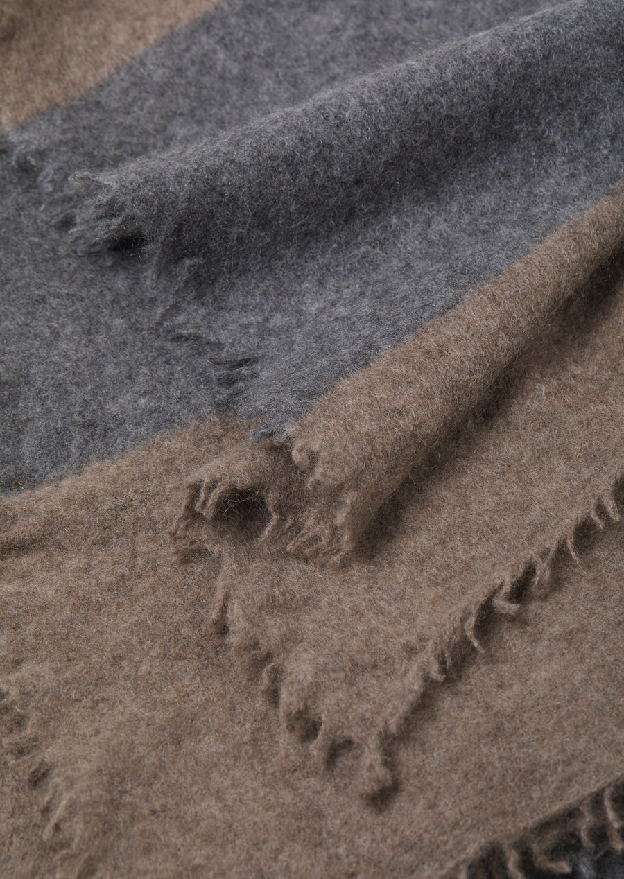Open Knitted Throw Block Stripe (Cashmere) Charcoal