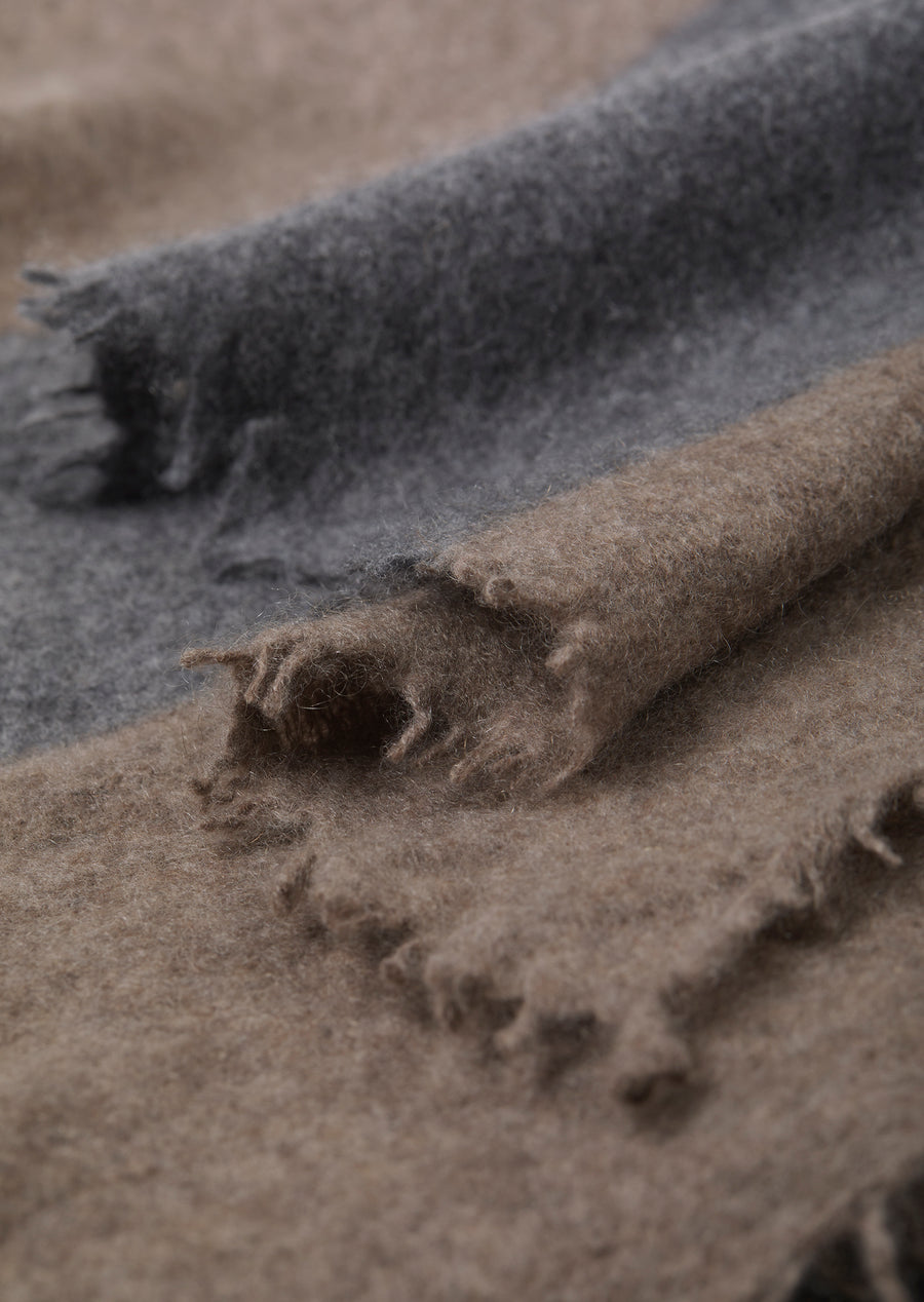 Open Knitted Throw Block Stripe (Cashmere) Charcoal