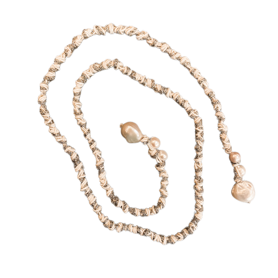 Mela lariat with drop Pearls - Natural