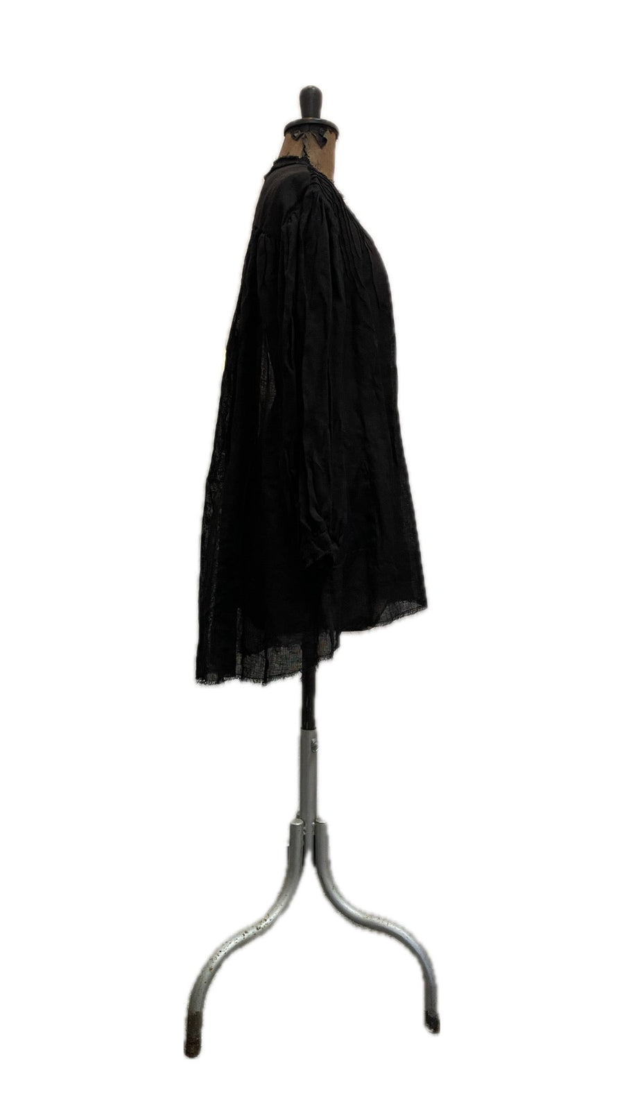 Pin-Tuck Shirt (Silk Linen) - Black