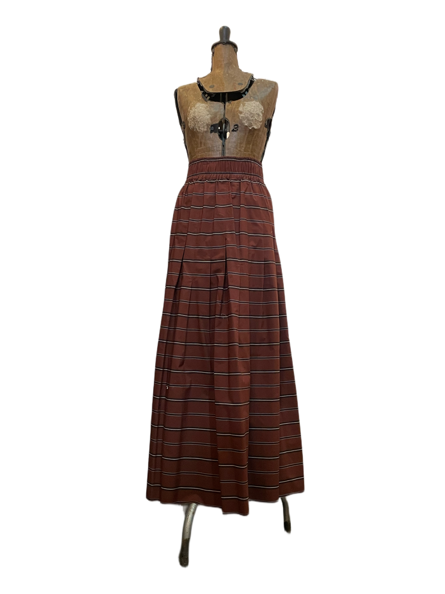 Pleats Maxi skirt  - mercerised cotton Pin stripe