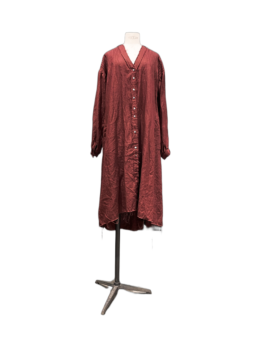 Pin-tuck duster / shirt dress - Linen MAGENTA