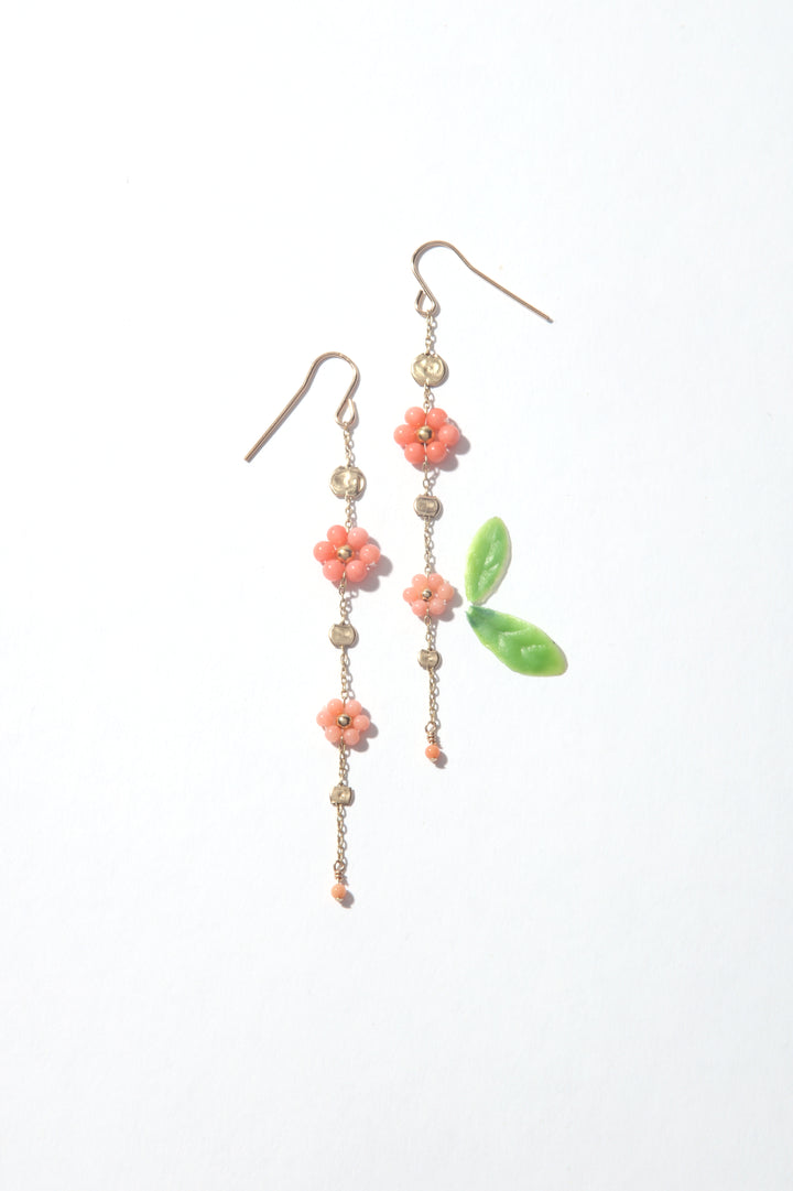 Flower Garden Coral Earrings - Long