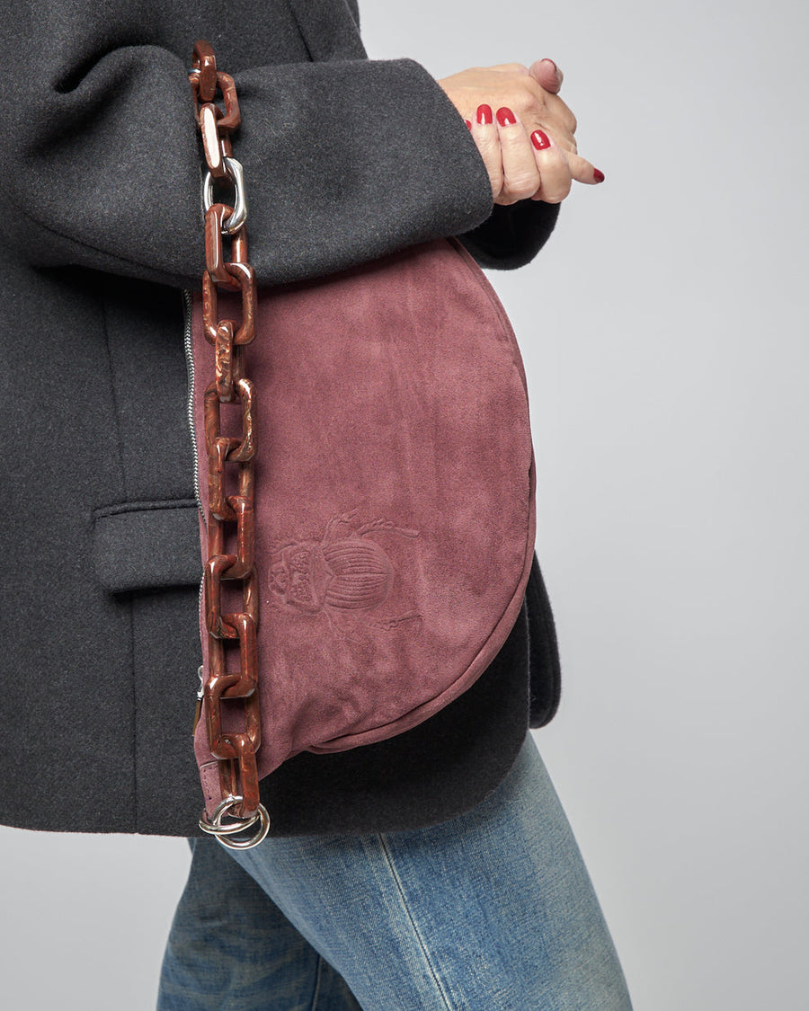 Belt Bag XL Scarab Motive - Burgundy Suede