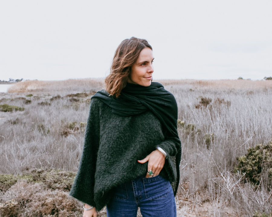 Hand Loom Sweater Detachable Collar (Alpaca) Cognac Brown