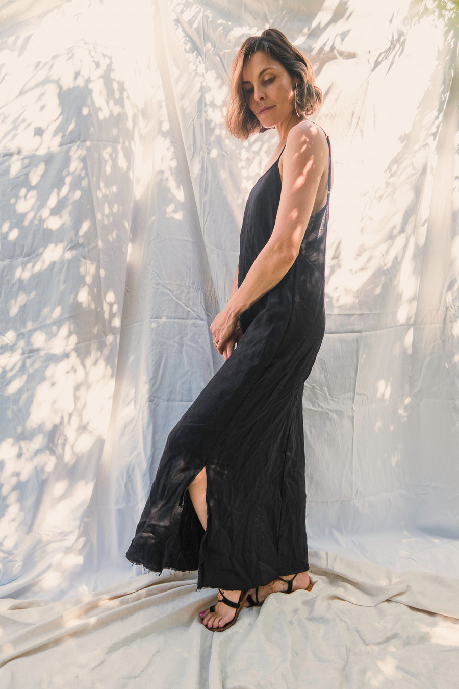 Slip Dress Linen -Burgundy