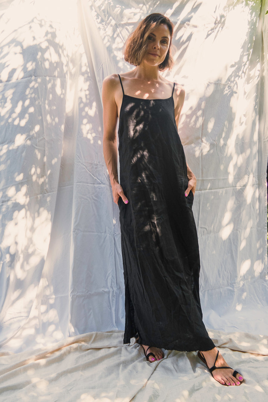 Slip Dress Linen -Burgundy