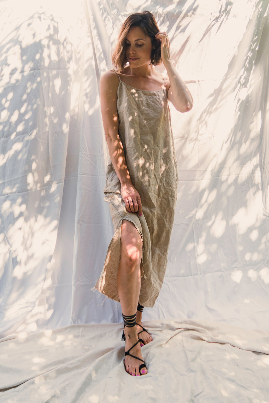 Slip Dress Linen -Burgundy