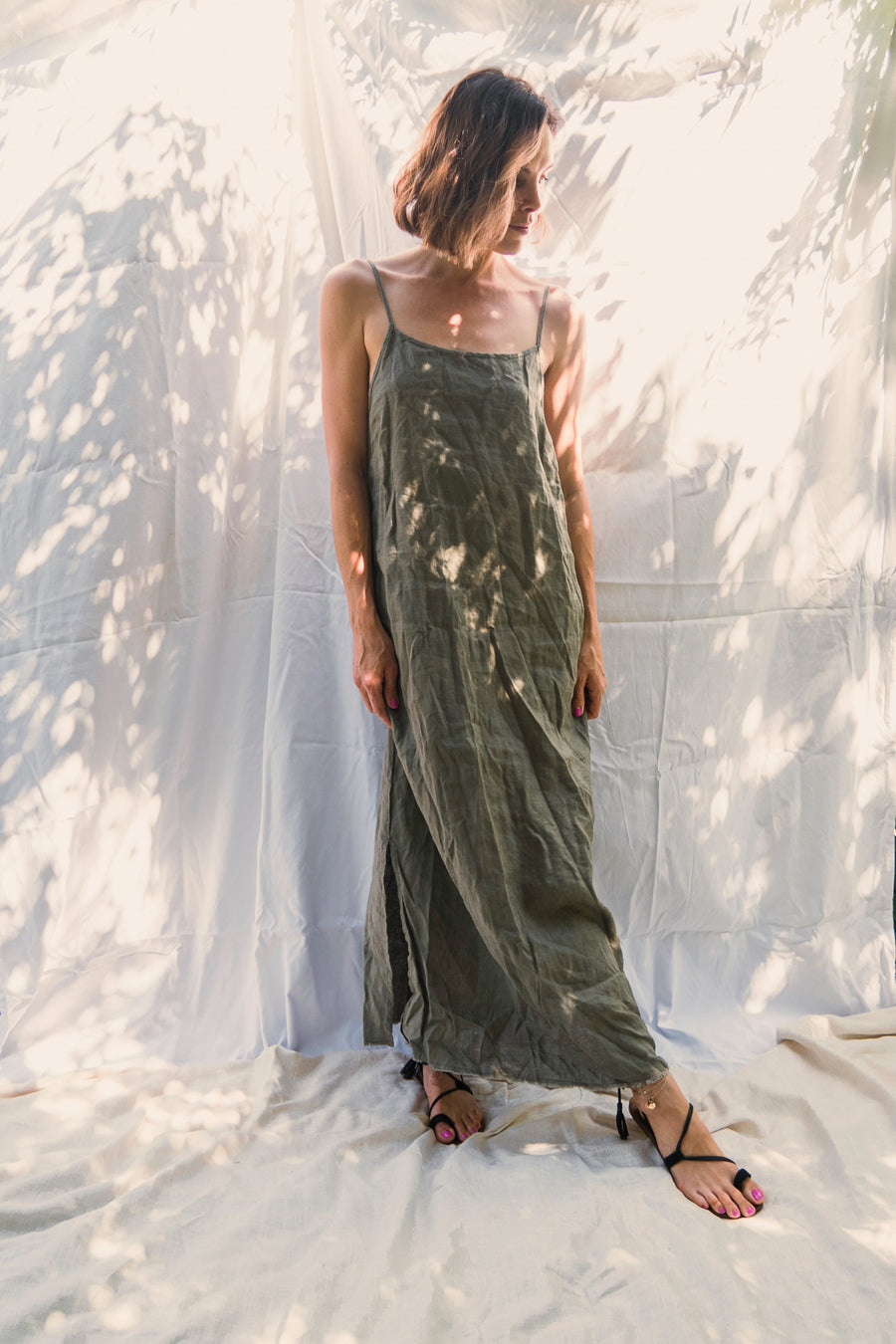 Slip Dress Linen - Red