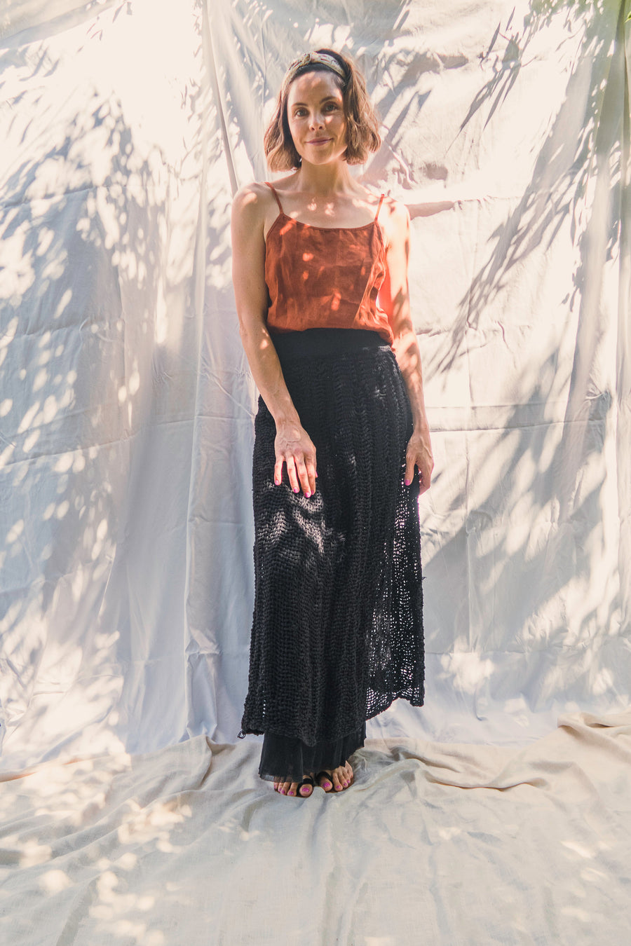 Hand Loom Maxi Skirt (Linen) Wheat