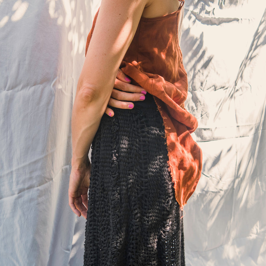 Hand Loom Maxi Skirt (Linen) Wheat