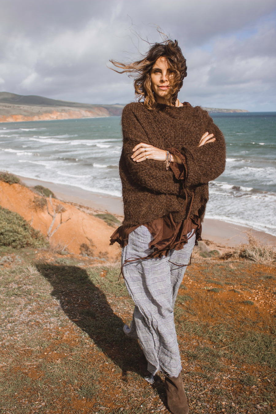 Hand Loom Sweater Detachable Collar (Alpaca) Old Gold