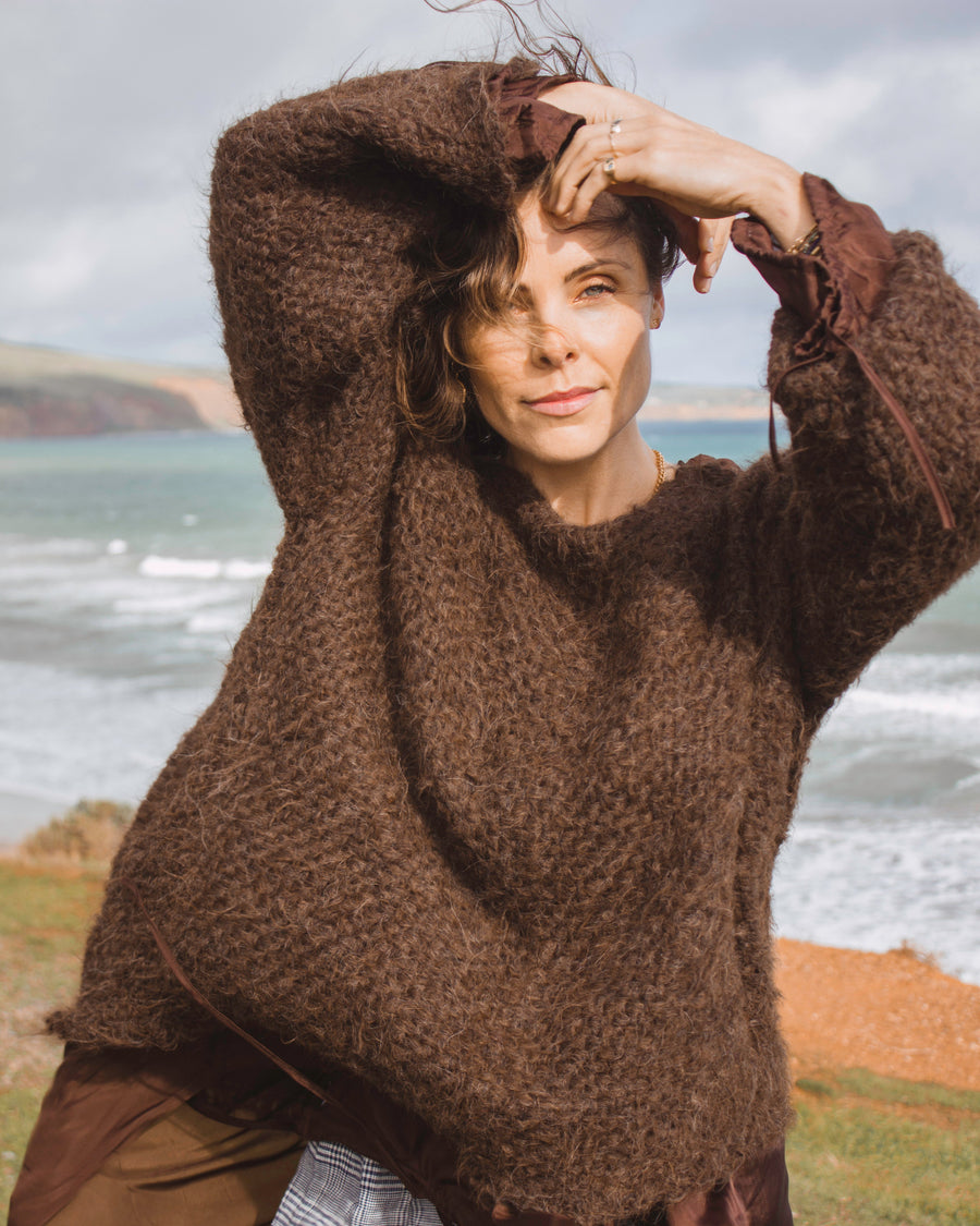 Hand Loom Sweater Detachable Collar (Alpaca) Old Gold