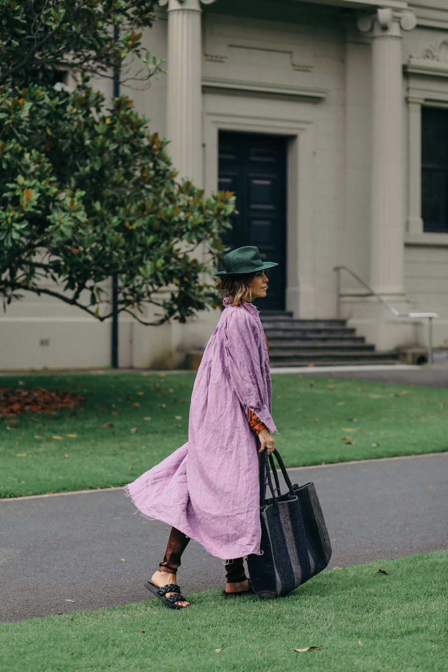 Button through shirt dress - linen Gauze