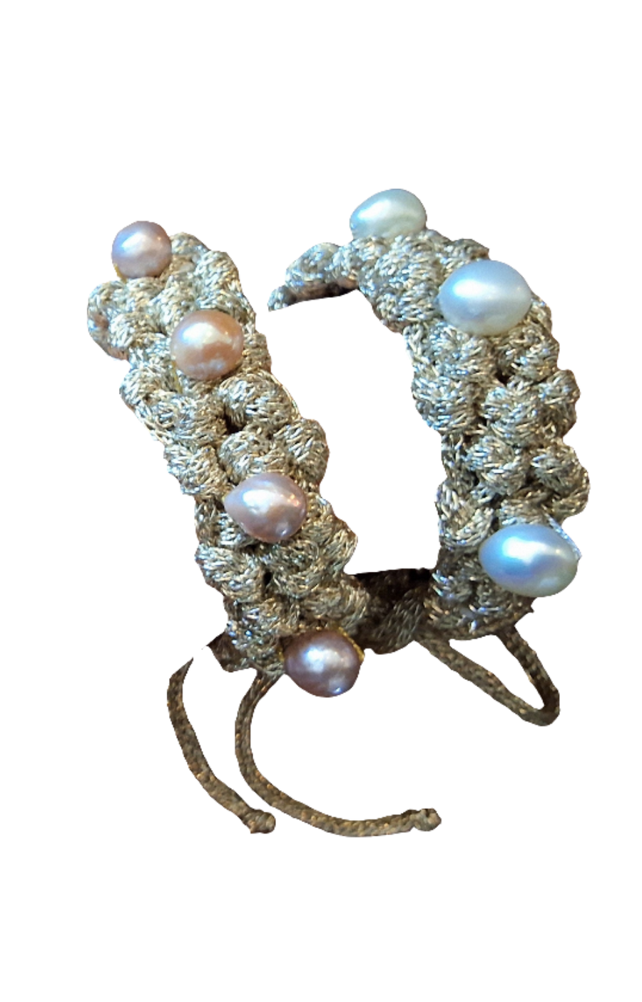 Mela crochet pearl cuff bracelet