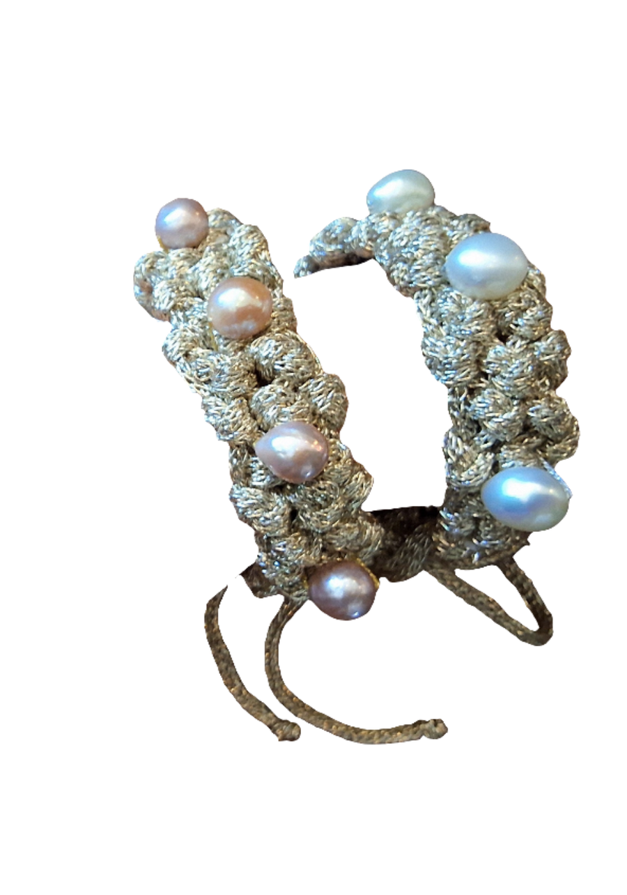 Mela crochet pearl cuff bracelet