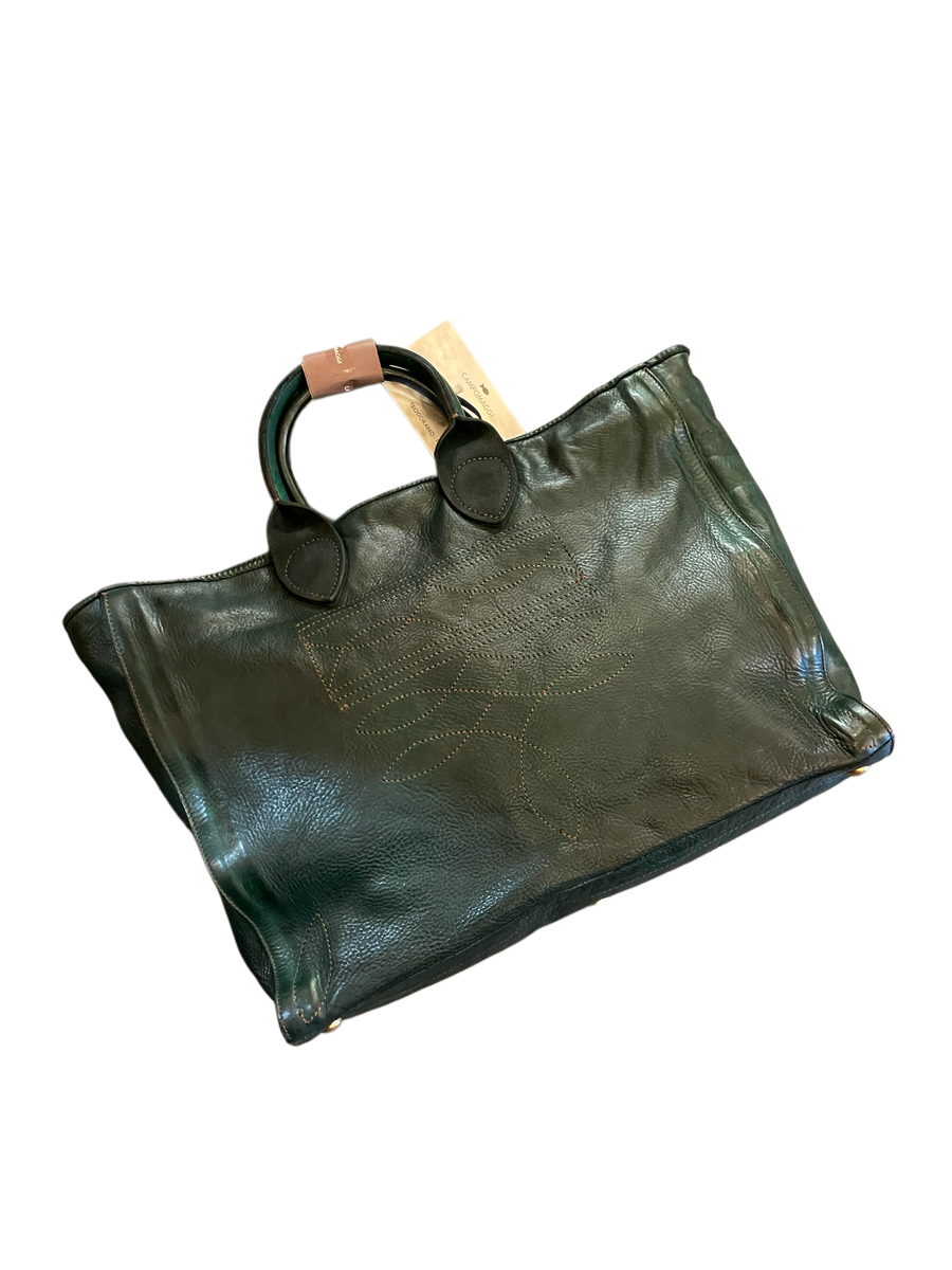 Campomaggi - Agata shoulder bag with leather threading - bottle green