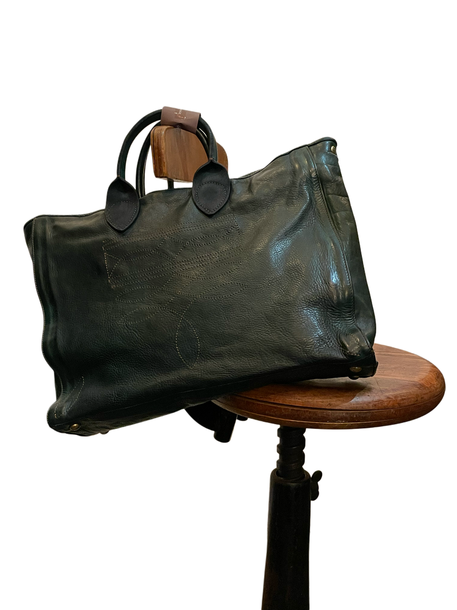 Campomaggi - Agata Shopper in bottle green leather with Charro stitching