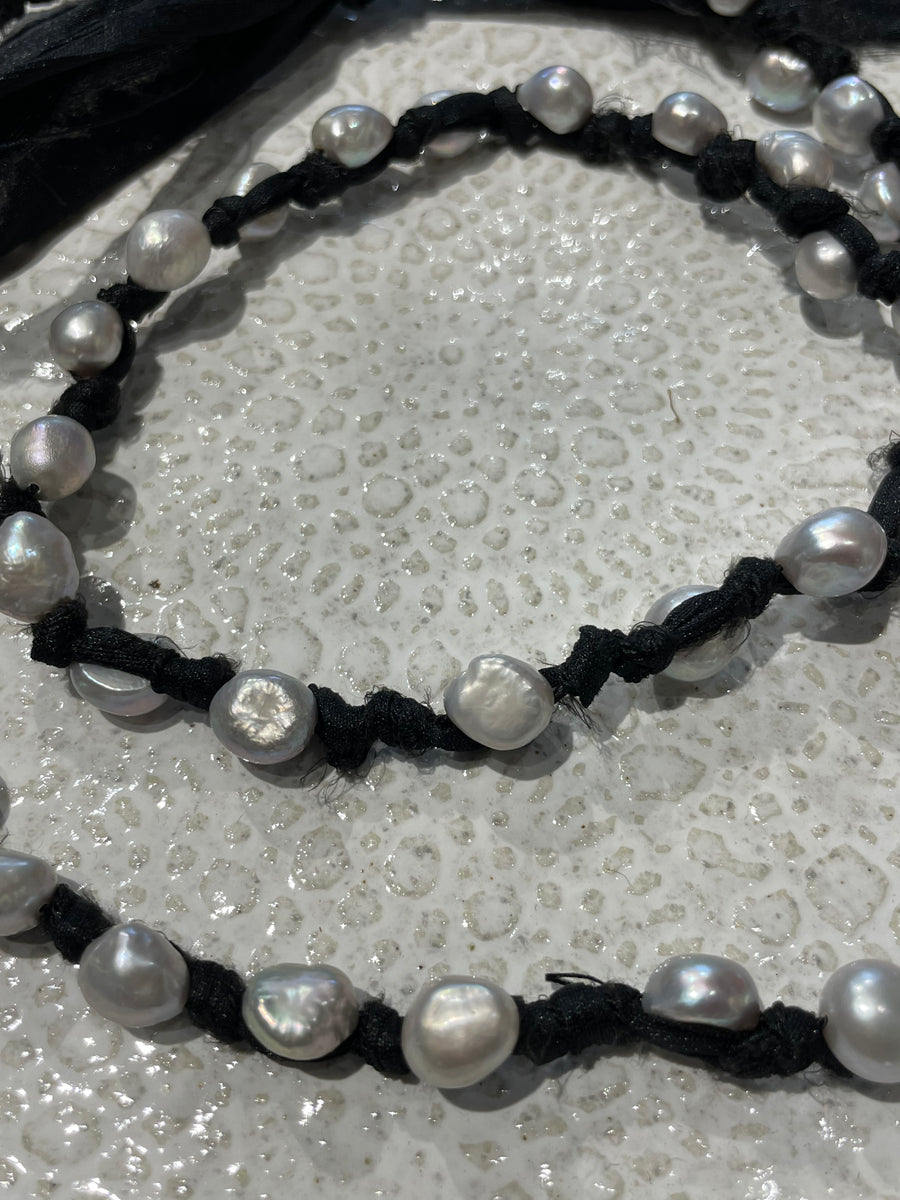 Mela V Serpentello silver Pearl Necklace