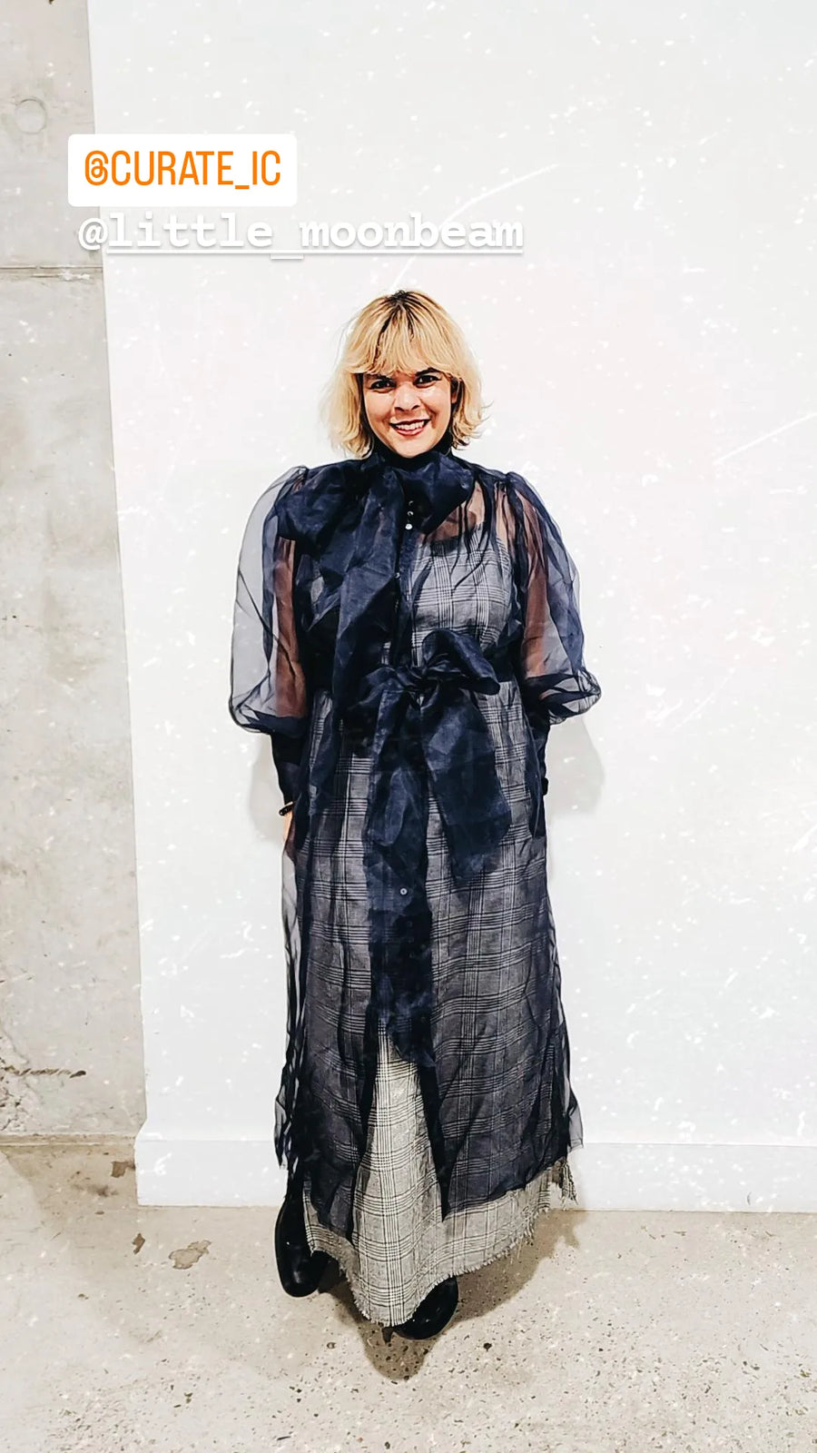 Button Through Shirt Dress (Silk Organza) - Black