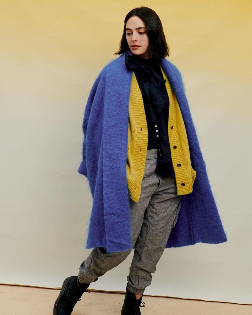 Mohair cocoon coat - sky blue