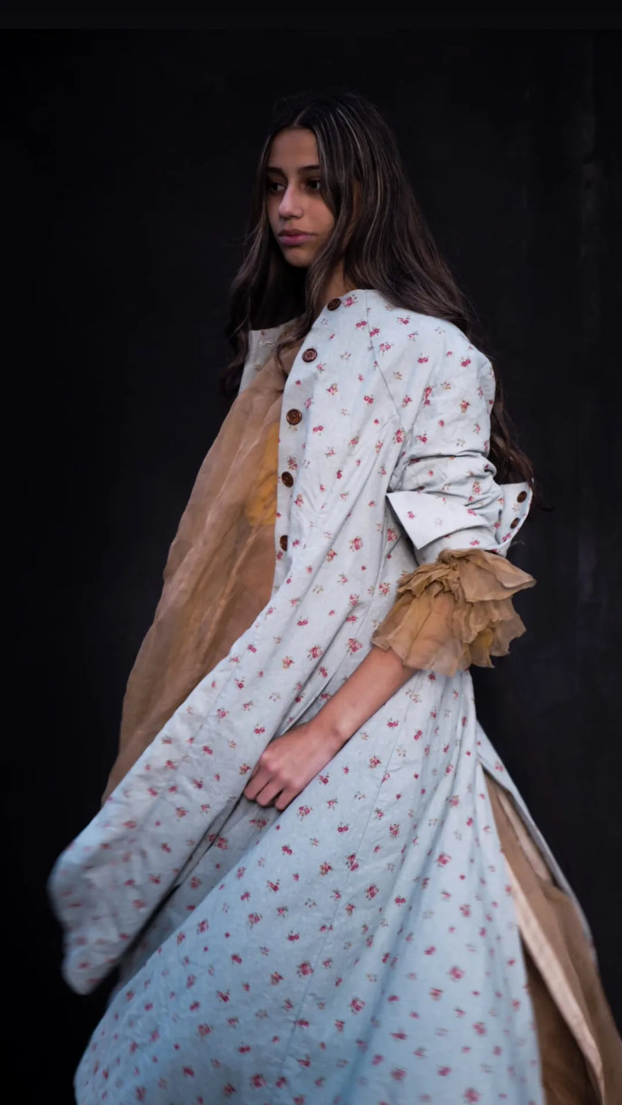 Maxi Riding Coat (Linen)- Flora Print