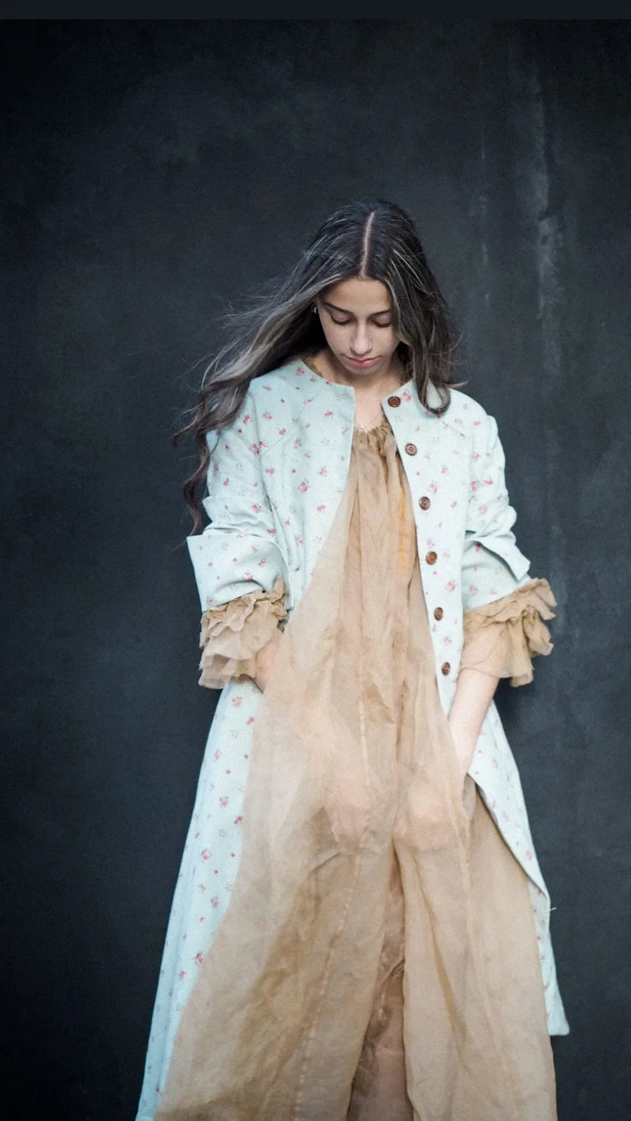 Maxi Riding Coat (Linen)- Flora Print