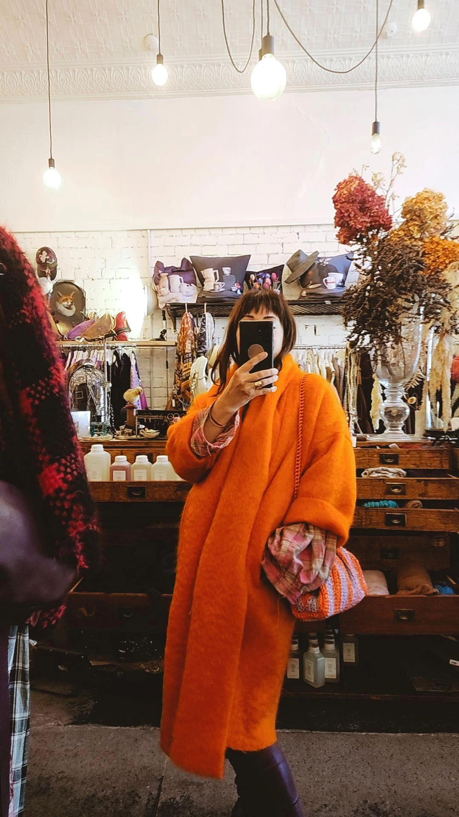 Cocoon Coat (Mohair) - Orange