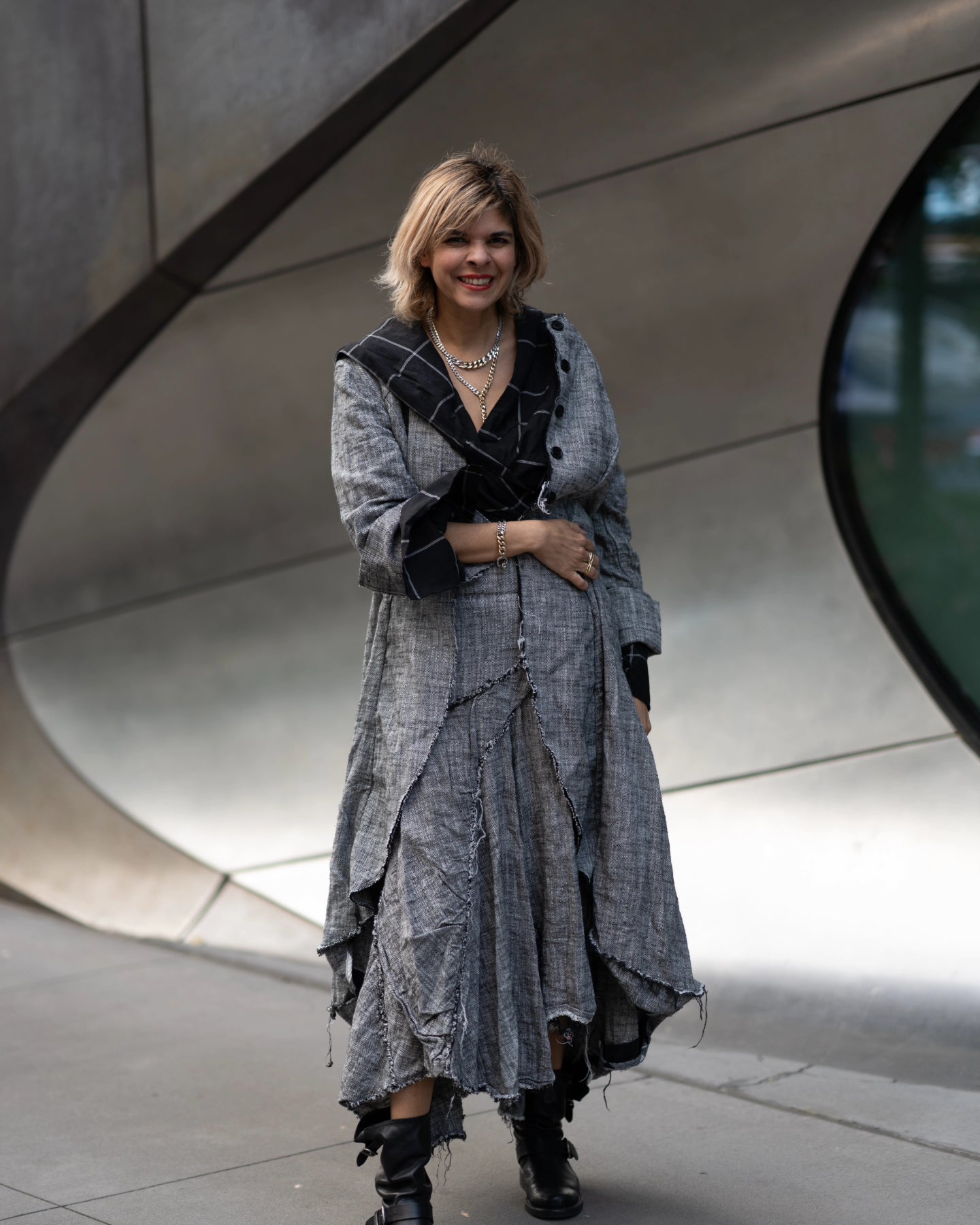 Maxi Riding Coat (Linen) - Herringbone Weave Black – Amano by