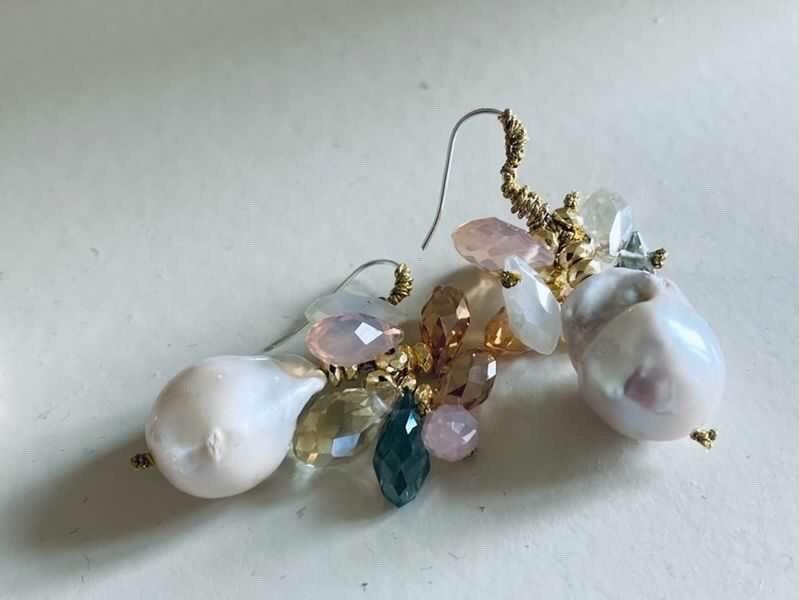 Mela crystals and pearl drop earrings