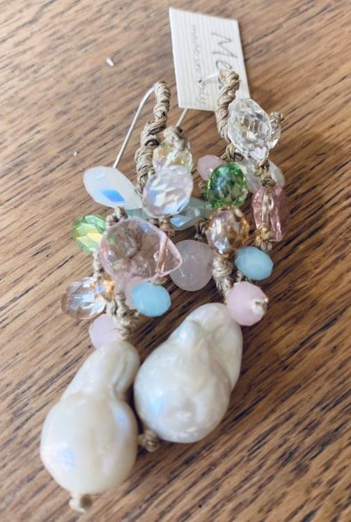 Mela crystals and pearl drop earrings