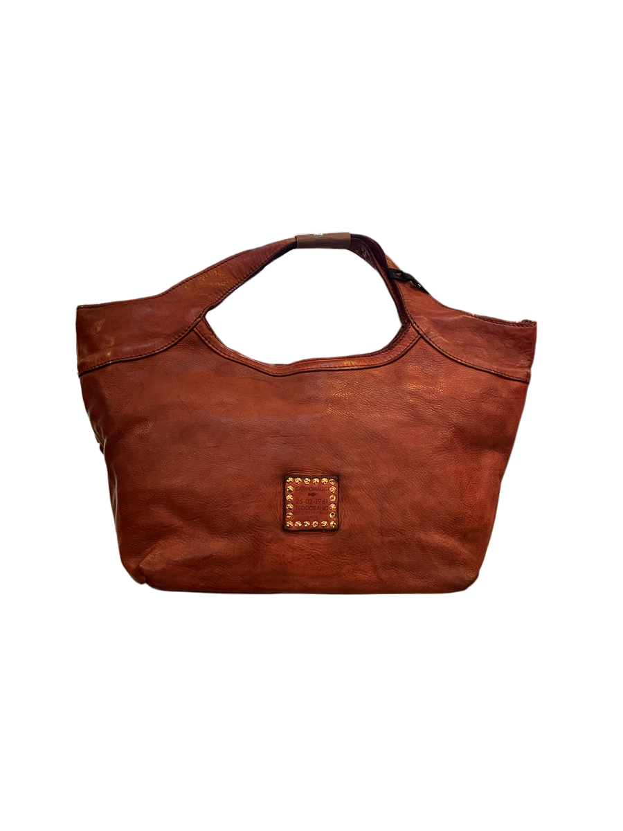 Campomaggi - SHOPPING DECORO BURGUNDY LEATHER